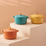 Noodles Bowl with Lid Binaural Noodles Bowl Home Dorm Student Covered Bowl Large Orange