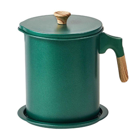 Oil Strainer Pot 1.4L Wood Grain Easy Operation No Rust Oil Storage Supplies Filter for Home Canteen Dark Green In Australia - Darrahopens
