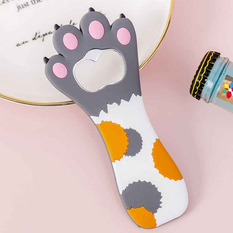 Cat Paw Bottle Opener Multifunctional Cute Cartoon Vibrant Colors Magnet Silicone Bottle Opener with Fridge Magnet for Home Gray Dot In Australia - Darrahopens