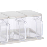 Seasoning Box Set Plastic Clear 3 Grids Large Capacity Condiment Box with Spoons for Kitchen Apricot In Australia - Darrahopens