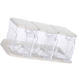 Seasoning Box Set Plastic Clear 3 Grids Large Capacity Condiment Box with Spoons for Kitchen Apricot In Australia - Darrahopens