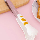 Kitchen Cooking Tong Cute Cat Paw Shape Stainless Steel Small Salad Barbecue Food Tong White S