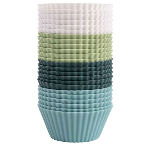 Muffin Cup Morandi Color Round Egg Tart Steamed Egg Silicone Complementary Food Mold 24Pcs In Australia - Darrahopens