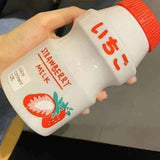Portable Children Drinking Bottle with Strap PC Plastic Outdoor Water Cup Cute Fruit Pattern Red 480ML