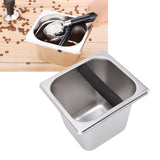 Stainless Steel Coffee Knocking Grounds Box with Rubber Rod Embeddable Coffee Dump Bin for Home Restaurant