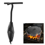 Lid Lifter 26CM Length Spiral Handle Black Finish Iron Extended Design Comfortable Hold Camp Dutch Oven Lid Lifter