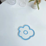 Acrylic Flower Coaster Heat Insulation Cute Flower Transparent Stable NonslipAcrylic Coasters Blue