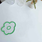 Acrylic Flower Coaster Heat Insulation Cute Flower Transparent Stable NonslipAcrylic Coasters Green