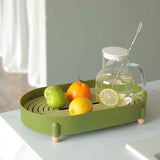 Tea Tray Simple Double Layer Pure Color Uniform Draining Holes Detachable Design Plastic Tea Tray Serving Green In Australia - Darrahopens