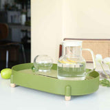 Tea Tray Simple Double Layer Pure Color Uniform Draining Holes Detachable Design Plastic Tea Tray Serving Green In Australia - Darrahopens