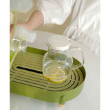 Tea Tray Simple Double Layer Pure Color Uniform Draining Holes Detachable Design Plastic Tea Tray Serving Green In Australia - Darrahopens