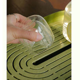 Tea Tray Simple Double Layer Pure Color Uniform Draining Holes Detachable Design Plastic Tea Tray Serving Green