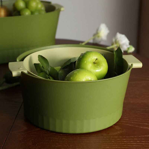 Drain Colander Double Layer Detachable Increased Deepened Capacity Plastic Colander Strainer Set for Kitchen Green Small In Australia - Darrahopens