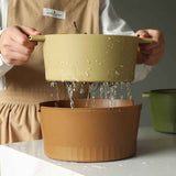 Drain Colander Double Layer Detachable Increased Deepened Capacity Plastic Colander Strainer Set for Kitchen Brown Small In Australia - Darrahopens