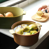 Drain Colander Double Layer Detachable Increased Deepened Capacity Plastic Colander Strainer Set for Kitchen Brown Small In Australia - Darrahopens