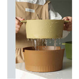 Drain Colander Double Layer Detachable Increased Deepened Capacity Plastic Colander Strainer Set for Kitchen Brown Small In Australia - Darrahopens