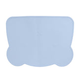 Silicone Placemat Thicken Heat Insulation Anti Slip Soft Elastic Silicone Bear Placemat for Home Hotel Restaurant Blue
