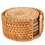 6 PCS Rattan Coasters Hand Made Teacup Coasters Set Insulated Rattan Cup Placemat Teacup Accessories 10cm / 3.9in In Australia - Darrahopens