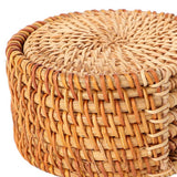 6 PCS Rattan Coasters Hand Made Teacup Coasters Set Insulated Rattan Cup Placemat Teacup Accessories 10cm / 3.9in