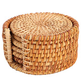 6 PCS Rattan Coasters Hand Made Teacup Coasters Set Insulated Rattan Cup Placemat Teacup Accessories 13cm / 5.1in In Australia - Darrahopens