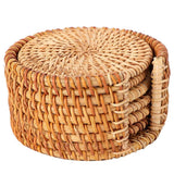 6 PCS Rattan Coasters Hand Made Teacup Coasters Set Insulated Rattan Cup Placemat Teacup Accessories 13cm / 5.1in In Australia - Darrahopens
