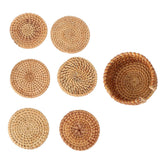 6 PCS Rattan Coasters Hand Made Teacup Coasters Set Insulated Rattan Cup Placemat Teacup Accessories 13cm / 5.1in
