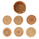 6 PCS Rattan Coasters Hand Made Teacup Coasters Set Insulated Rattan Cup Placemat Teacup Accessories 13cm / 5.1in
