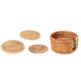 6 PCS Rattan Coasters Hand Made Teacup Coasters Set Insulated Rattan Cup Placemat Teacup Accessories 13cm / 5.1in