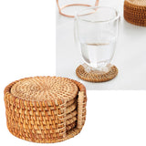 6 PCS Rattan Coasters Hand Made Teacup Coasters Set Insulated Rattan Cup Placemat Teacup Accessories 13cm / 5.1in