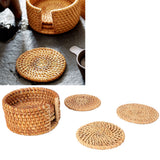 6 PCS Rattan Coasters Hand Made Teacup Coasters Set Insulated Rattan Cup Placemat Teacup Accessories 13cm / 5.1in