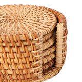6 PCS Rattan Coasters Hand Made Teacup Coasters Set Insulated Rattan Cup Placemat Teacup Accessories 13cm / 5.1in