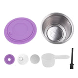 Stainless Steel Refill Coffee Capsules Reusable Coffee Filter Cup Set with Powder Cover for Dolce Gusto Purple
