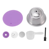 Stainless Steel Refill Coffee Capsules Reusable Coffee Filter Cup Set with Powder Cover for Dolce Gusto Purple
