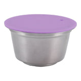 Stainless Steel Refill Coffee Capsules Reusable Coffee Filter Cup Set with Powder Cover for Dolce Gusto Purple