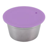 Stainless Steel Refill Coffee Capsules Reusable Coffee Filter Cup Set with Powder Cover for Dolce Gusto Purple