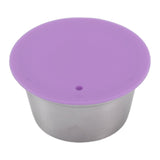 Stainless Steel Refill Coffee Capsules Reusable Coffee Filter Cup Set with Powder Cover for Dolce Gusto Purple