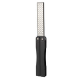 Double Sided Sharpener Portable Emery Fan Shaped Folded Pocket Sharpener for Outdoor Garden Black