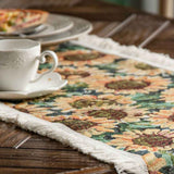 Jute Table Runner Jacquard Sunflower Pattern American Style with Tassels Table Runner Decoration for Party Yellow Sunflower 30x120cm/11.8x47.2in In Australia - Darrahopens