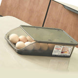 Egg Storage Box Plastic Automatic Rolling Transparent Thickened Grooved Egg Storage Container for Refrigerator Kitchen Black In Australia - Darrahopens