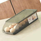 Egg Storage Box Plastic Automatic Rolling Transparent Thickened Grooved Egg Storage Container for Refrigerator Kitchen Black In Australia - Darrahopens