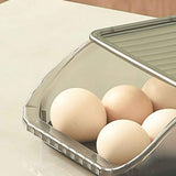 Egg Storage Box Plastic Automatic Rolling Transparent Thickened Grooved Egg Storage Container for Refrigerator Kitchen Black In Australia - Darrahopens