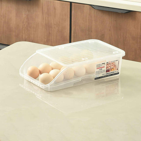 Egg Storage Box Plastic Automatic Rolling Transparent Thickened Grooved Egg Storage Container for Refrigerator Kitchen White In Australia - Darrahopens