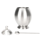 Egg Shaped Condiment Container Stainless Steel with Spoon Oval Condiment Jar For Spice Sugar Kitchen Resturant