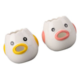 2pcs Egg Separator Ceramic Chicken Shaped Egg Yolk White Filter Kitchen Cooking Accessories Pink and Yellow