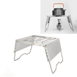 Stove Stand Rack Stainless Steel Silver Foldable Multifunctional Portable Picnic Pot Bracket for Camping Traveling