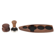 3pcs Coffee Tamper Holder Walnut Wood Rubber Stainless Steel Boat Shaped Distributor Rack Coffee Accessories For 51/53mm Base 51mm Tamper 51mm Distributor In Australia - Darrahopens