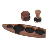 3pcs Coffee Tamper Holder Walnut Wood Rubber Stainless Steel Boat Shaped Distributor Rack Coffee Accessories For 51/53mm Base 51mm Tamper 51mm Distributor