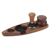 3pcs Coffee Tamper Holder Walnut Wood Rubber Stainless Steel Boat Shaped Distributor Rack Coffee Accessories For 51/53mm Base 51mm Tamper 51mm Distributor