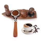 3pcs Coffee Tamper Holder Walnut Wood Rubber Stainless Steel Boat Shaped Distributor Rack Coffee Accessories For 51/53mm Base 51mm Tamper 51mm Distributor