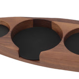 3pcs Coffee Tamper Holder Walnut Wood Rubber Stainless Steel Boat Shaped Distributor Rack Coffee Accessories For 51/53mm Base 51mm Tamper 51mm Distributor